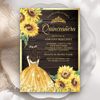 Yellow Floral Dress Sunflowers Wood Quinceanera