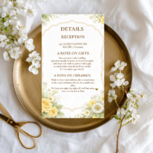 Yellow Floral Elegant Information Design Enclosure Card