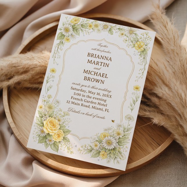 Yellow Floral Elegant Romantic Wedding Invitation (Creator Uploaded)