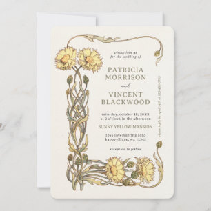 Yellow Floral Frame Wedding Invitation