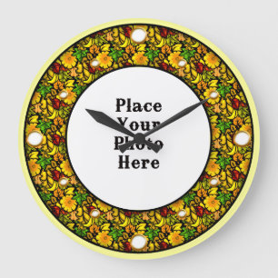 Yellow Floral Frame Your Photo Wall Clock