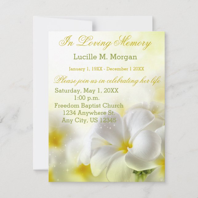 Yellow Floral | Funeral | Memorial Service Invitation (Front)