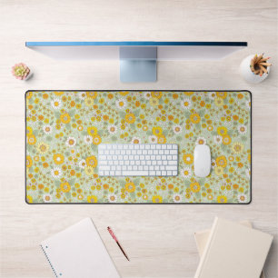 Yellow Floral Garden Pattern Desk Mat