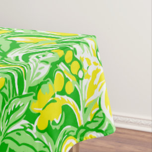 Yellow Floral Green / Preppy Flower Pattern Spring Tablecloth