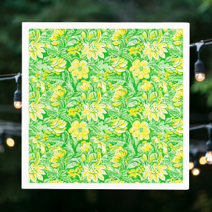 Yellow Floral Green / Preppy Spring Garden Party Napkin