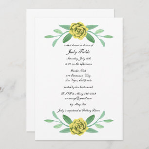 Yellow Floral Greenery Foliage Bridal Shower Invitation
