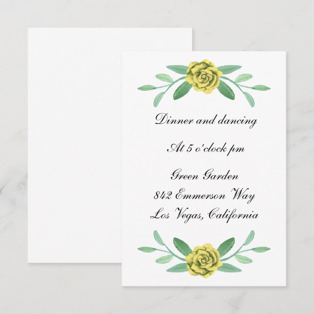 Yellow Floral Greenery Foliage Wedding Reception (Front/Back)