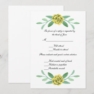 Yellow Floral Greenery Foliage Wedding Response Invitation