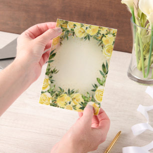 Yellow Floral Greenery Gold Glitter Vellum Wedding Invitations