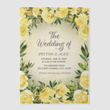 Yellow Floral Greenery Gold Glitter Vellum Wedding