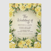 Yellow Floral Greenery Gold Glitter Vellum Wedding