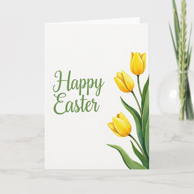 Yellow Floral Happy Easter Card (Front)