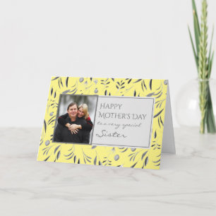 Yellow Floral Happy Mother's Day SISTER Photo Card