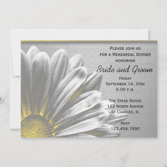 Yellow Floral Highlights Wedding Rehearsal Dinner Invitation (Front)