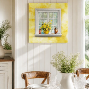 Yellow Floral in a Window Canvas Print