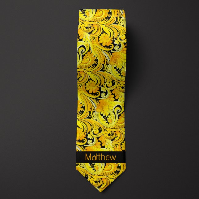 Yellow Floral-Inspired Monogram Tie (Creator Uploaded)