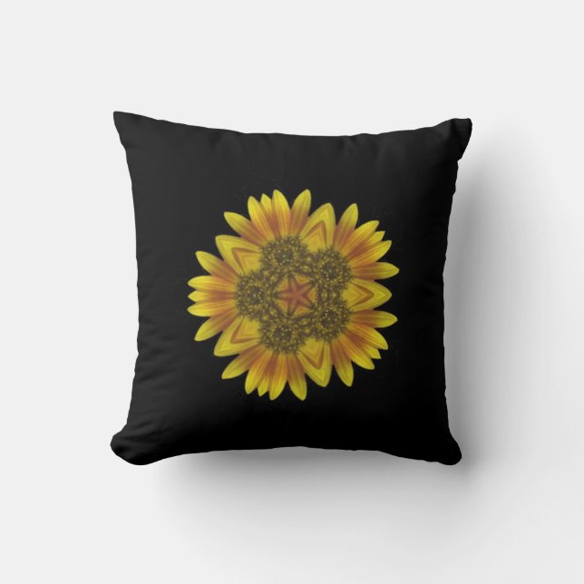 Yellow Floral Kaleidoscope Cushion (Front)