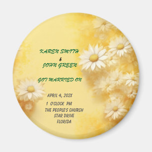 Yellow floral magnetic wedding favour magnet
