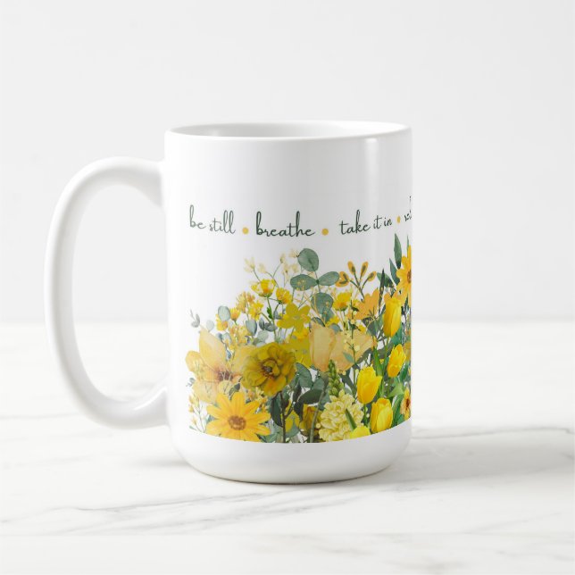 Yellow Floral 'Mindful Blooms' Mug (Left)