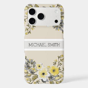 Yellow Floral Monogram Modern Bone