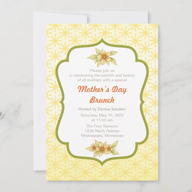 Yellow Floral Mother's Day Brunch Invitation (Front)