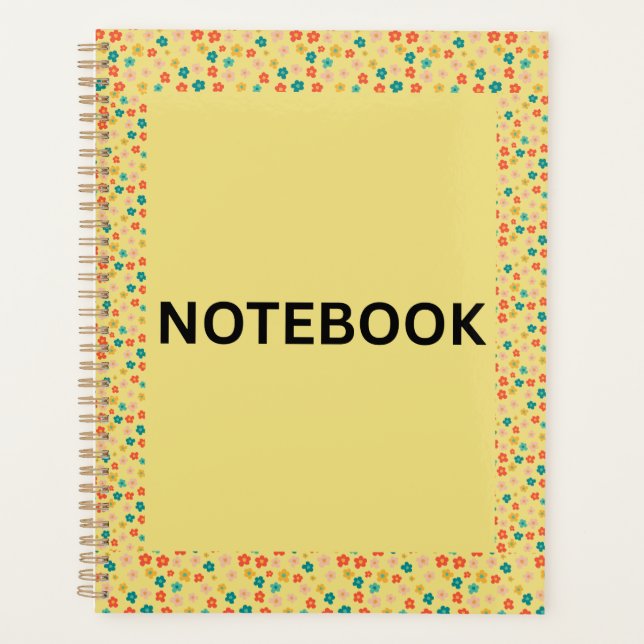 Yellow Floral Notebook | Cute Small Flowers & Colo Planner (Front)