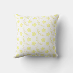 Yellow Floral Pattern Botanical Greenery & Rustic Cushion