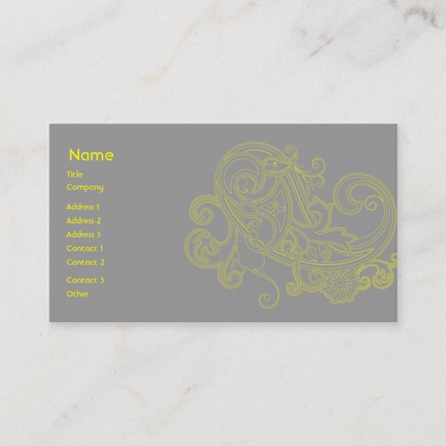 Yellow Floral Pattern - Business Card (Front)