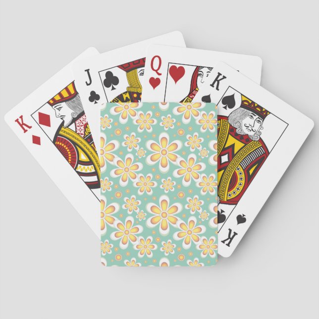 Yellow Floral Pattern Playing Cards (Back)