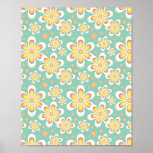 Yellow Floral Pattern Poster