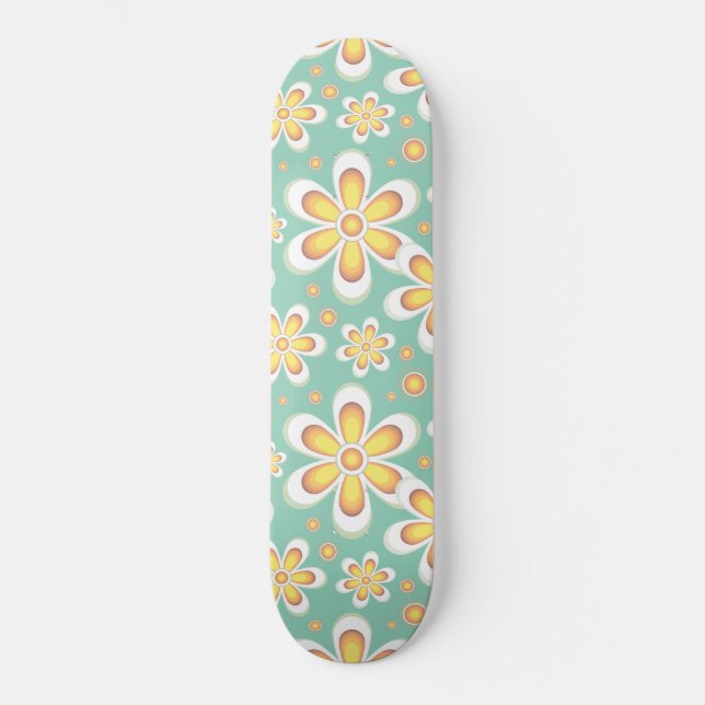 Yellow Floral Pattern Skateboard (Front)