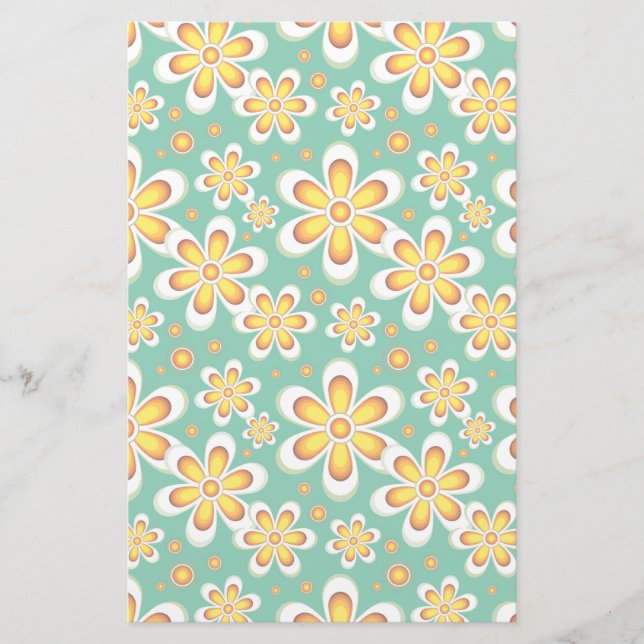 Yellow Floral Pattern Stationery (Front)