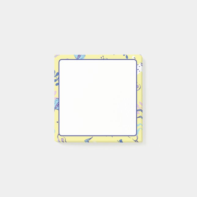 Yellow Floral Patterned Everyday Post-it Notes (Front)