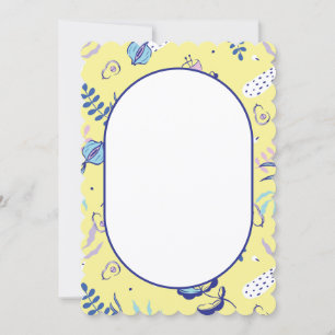 Yellow Floral Patterned Everyday Scallop Cut Note Card