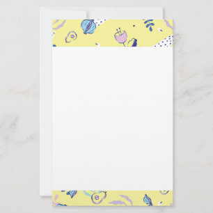 Yellow Floral Patterned Stationery Paper