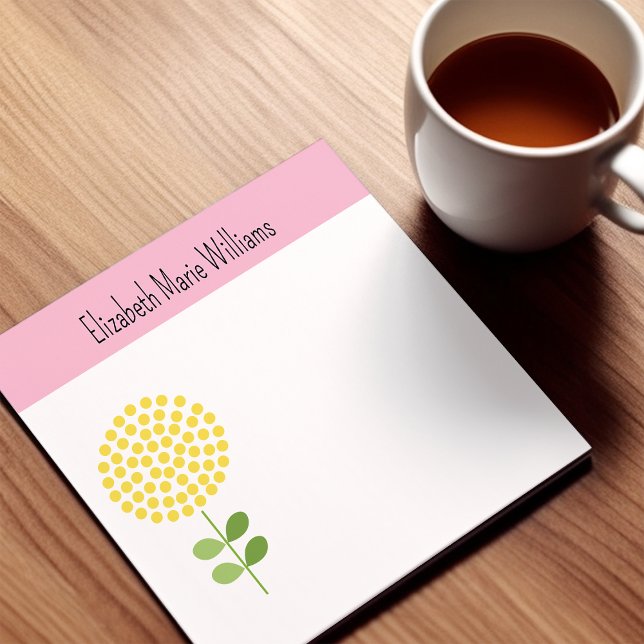 Yellow Floral Personalised Post-it Notes (Creator Uploaded)