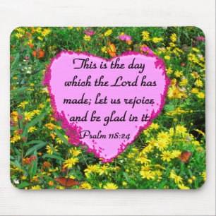 YELLOW FLORAL PSALM 118:24 PHOTO DESIGN MOUSE PAD