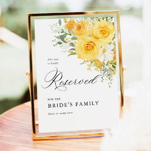 Yellow Floral Rose Reserved Seat Sign 5x7