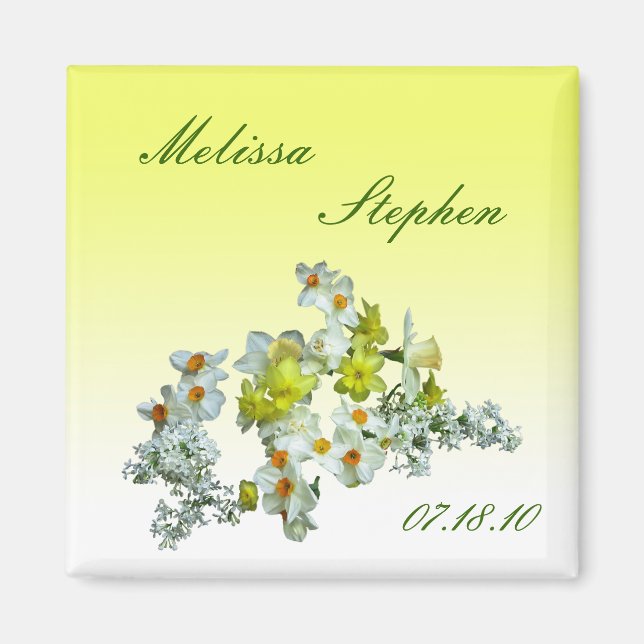 Yellow Floral Save the Date Magnet (Front)
