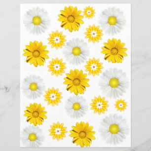 Yellow Floral Scraftbook Paper