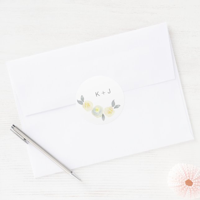Yellow Floral Seals customise with initials (Envelope)