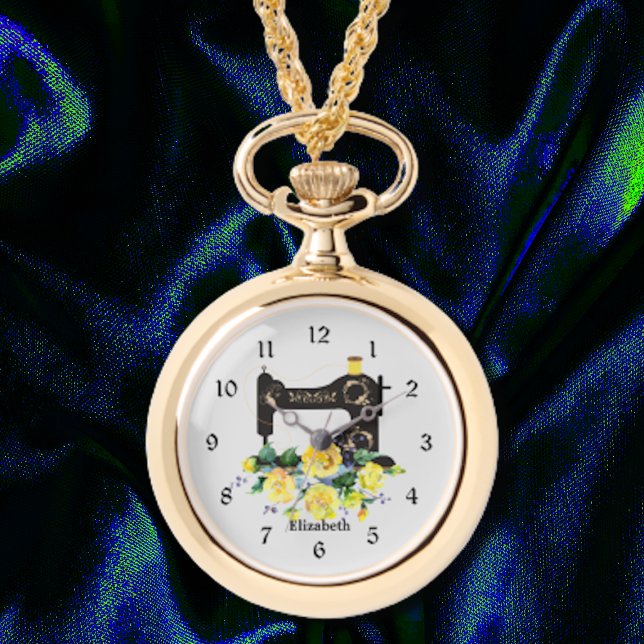 Yellow Floral Sewing Machine Necklace Watch  (Creator Uploaded)