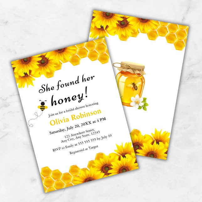 Yellow Floral She Found Her Honey Bridal Shower  Invitation (Yellow Floral She Found Her Honey Bridal Shower Invitation   )