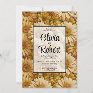 Yellow floral  sunflower yellow daisies Wedding Invitation