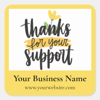 Yellow Floral Thank you business packaging sticker