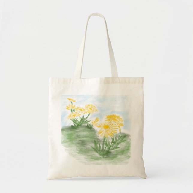 Yellow floral tote bag (Front)