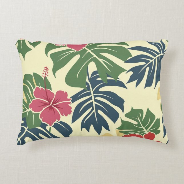 Yellow Floral Tropical Accent Pillow (Front)