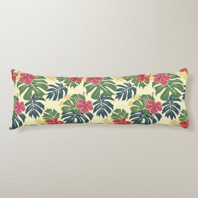 Yellow Floral Tropical Body Pillow (Front)