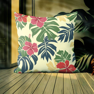 Yellow Floral Tropical Throw Pillow
