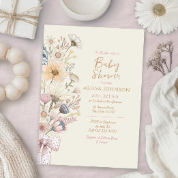 Yellow Floral Watercolor Baby Shower Invitation